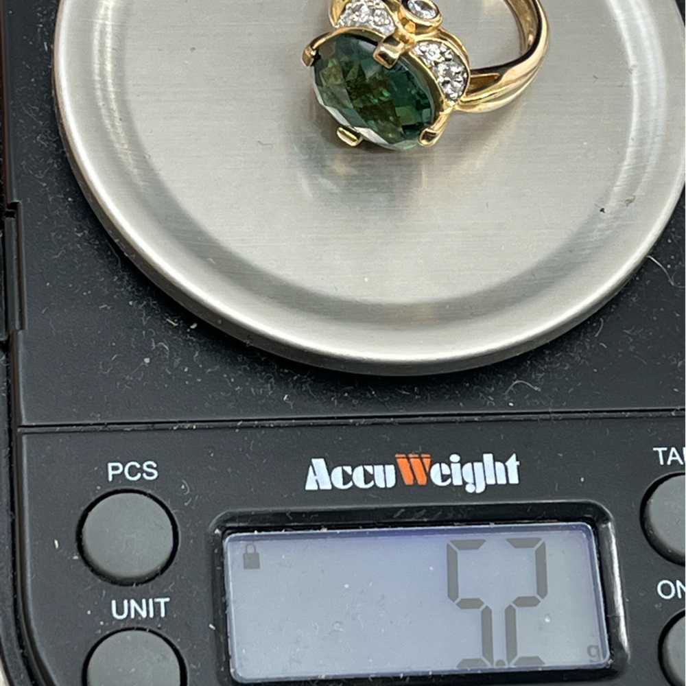 ✨ Vintage 925 Gold Overlay Green Gemstone Ring Size 4.75 - Picture 17 of 17